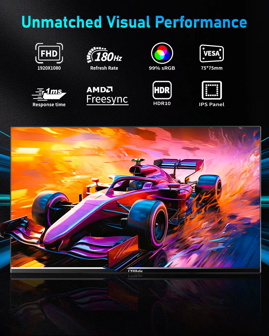24 Inch 1K 180Hz Gaming Monitor IPS 1Ms PC Monitor Support 144Hz/165Hz/180Hz AMD Freesync Premium Support DP HDMI