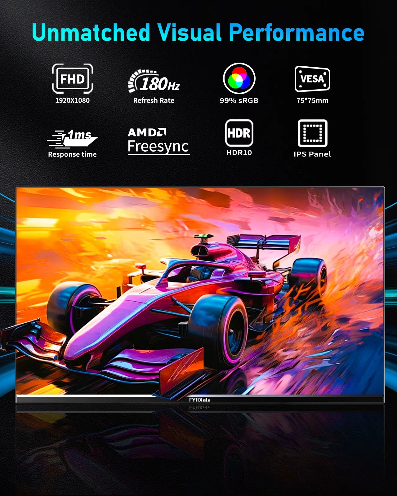 24 Inch 1K 180Hz Gaming Monitor IPS 1Ms PC Monitor Support 144Hz/165Hz/180Hz AMD Freesync Premium Support DP HDMI