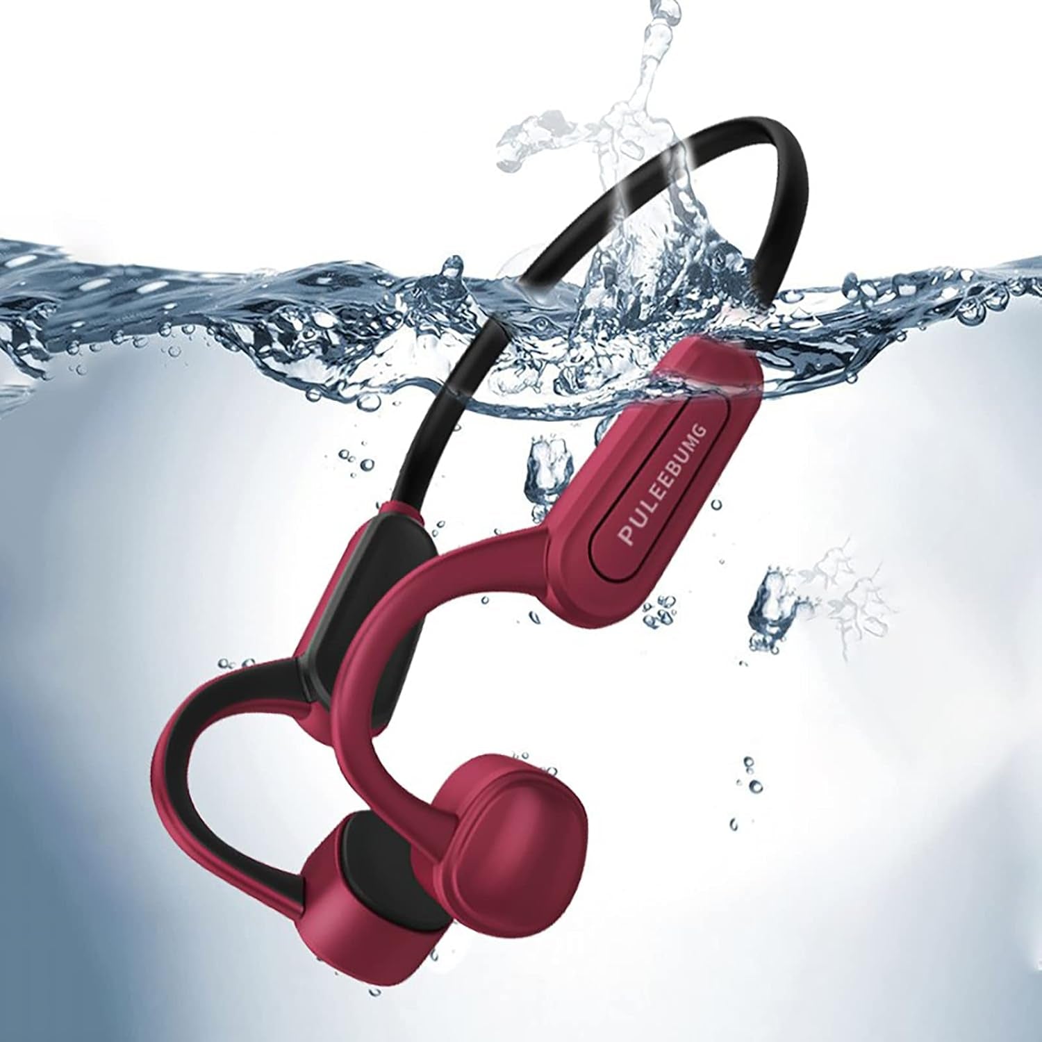 Bone Conduction Headphones Waterproof with Mic Swimming Headphones Bluetooth Underwater MP3 Player(32G) Sport Headphones IPX8 Open Ear Running Cycling Climbing Diving Earphones Red