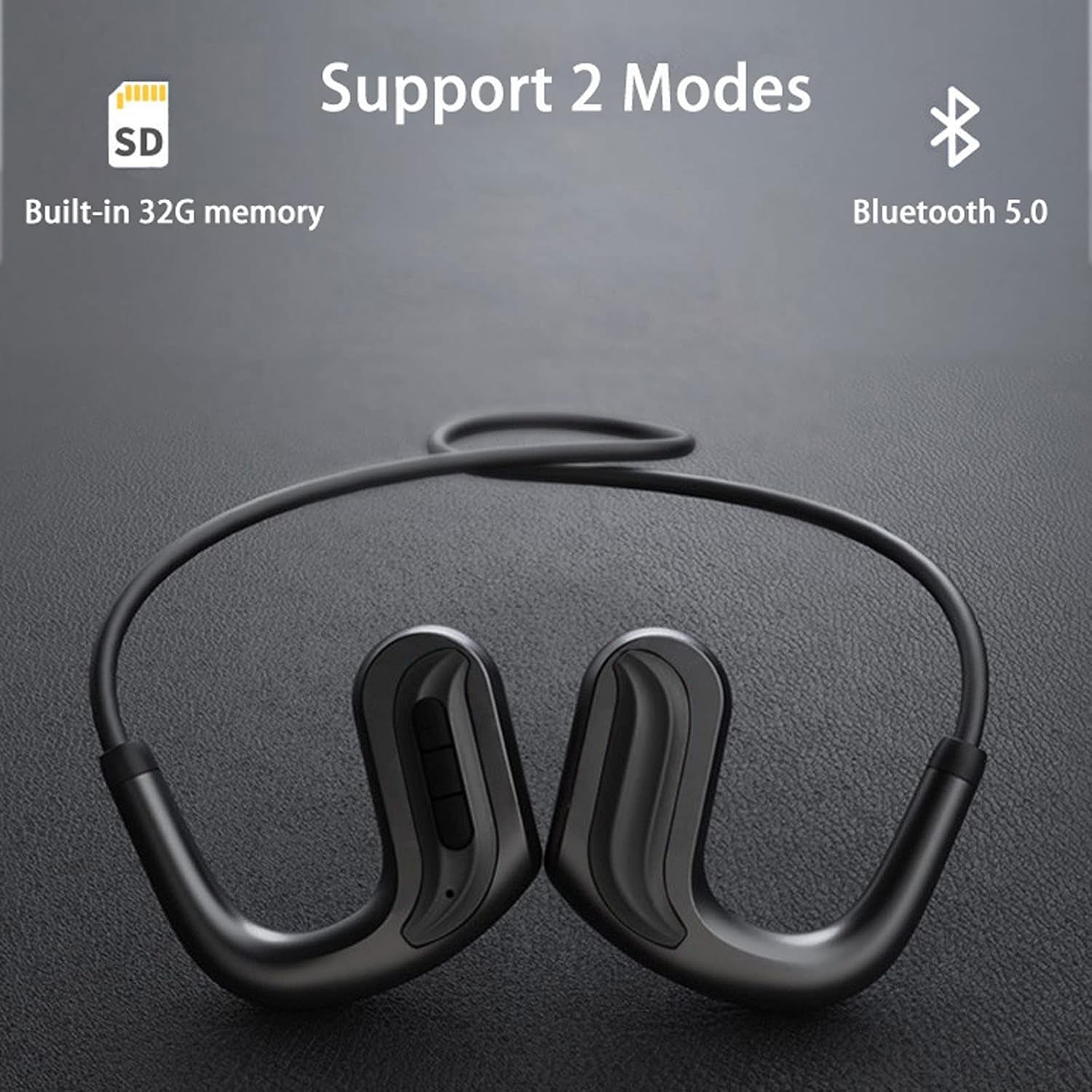 Bone Conduction Headphones IP68 Waterproof Wireless Earphones with Microphone 32G Storage Diving
