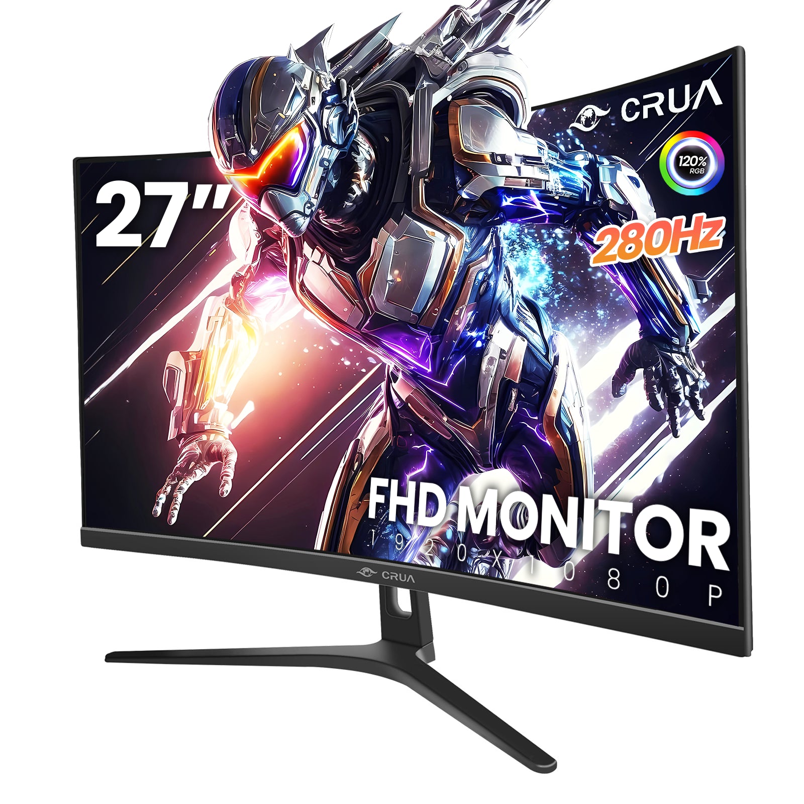27" 280Hz Curved Gaming Monitor, Full HD 1080P, 1800R Curvature VA Panel, 120% Srgb, AMD Freesync, Low Blue Light, DP 1.2/HDMI 1.4, Wall Mountable-Black