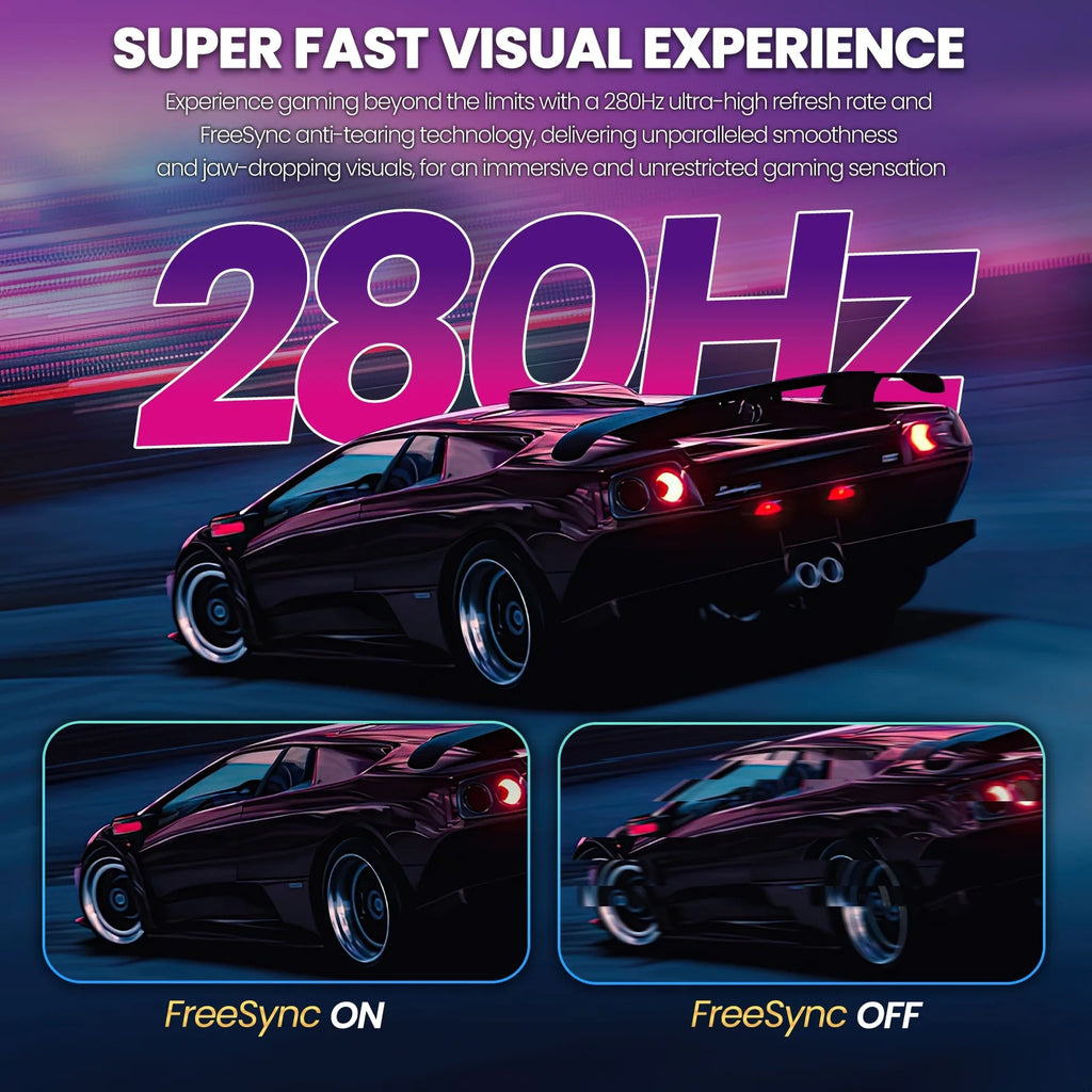 27" 280Hz Curved Gaming Monitor, Full HD 1080P, 1800R Curvature VA Panel, 120% Srgb, AMD Freesync, Low Blue Light, DP 1.2/HDMI 1.4, Wall Mountable-Black