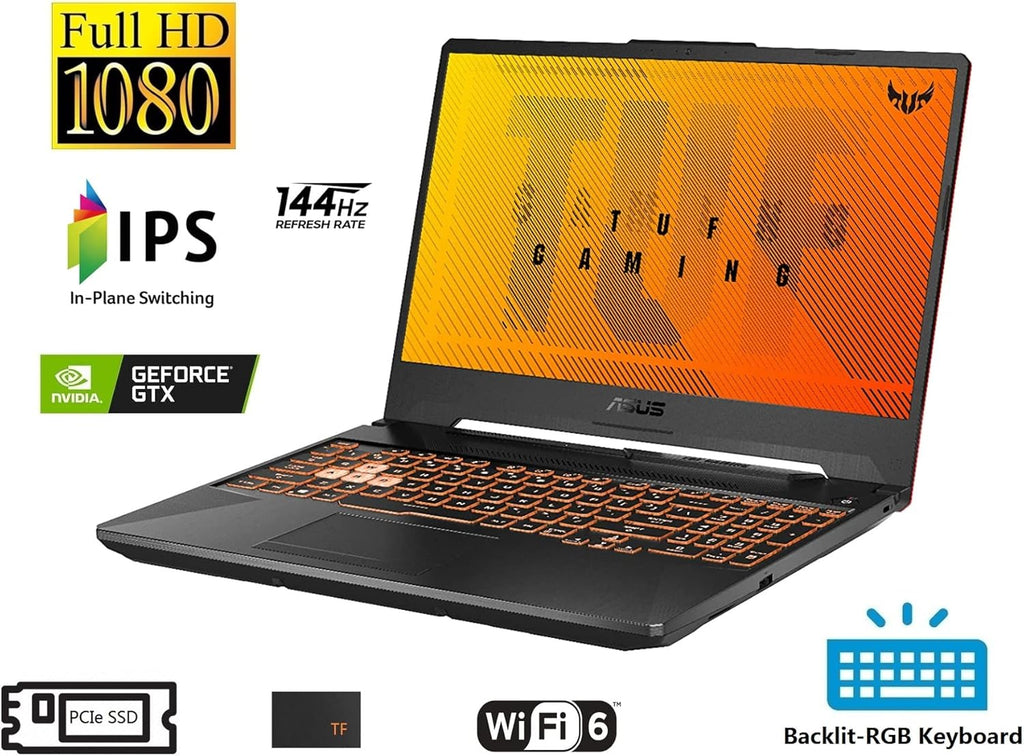 2021 Newest TUF Premium Gaming Laptop: 15.6" FHD 144Hz IPS Display, Intel Gaming H Core I5-10300H, 8GB RAM, 1TB SSD+1TB HDD, NVIDIA Geforce GTX 1650Ti, Wifi6, Backlit-Kyb, DTS, Win10H, TF