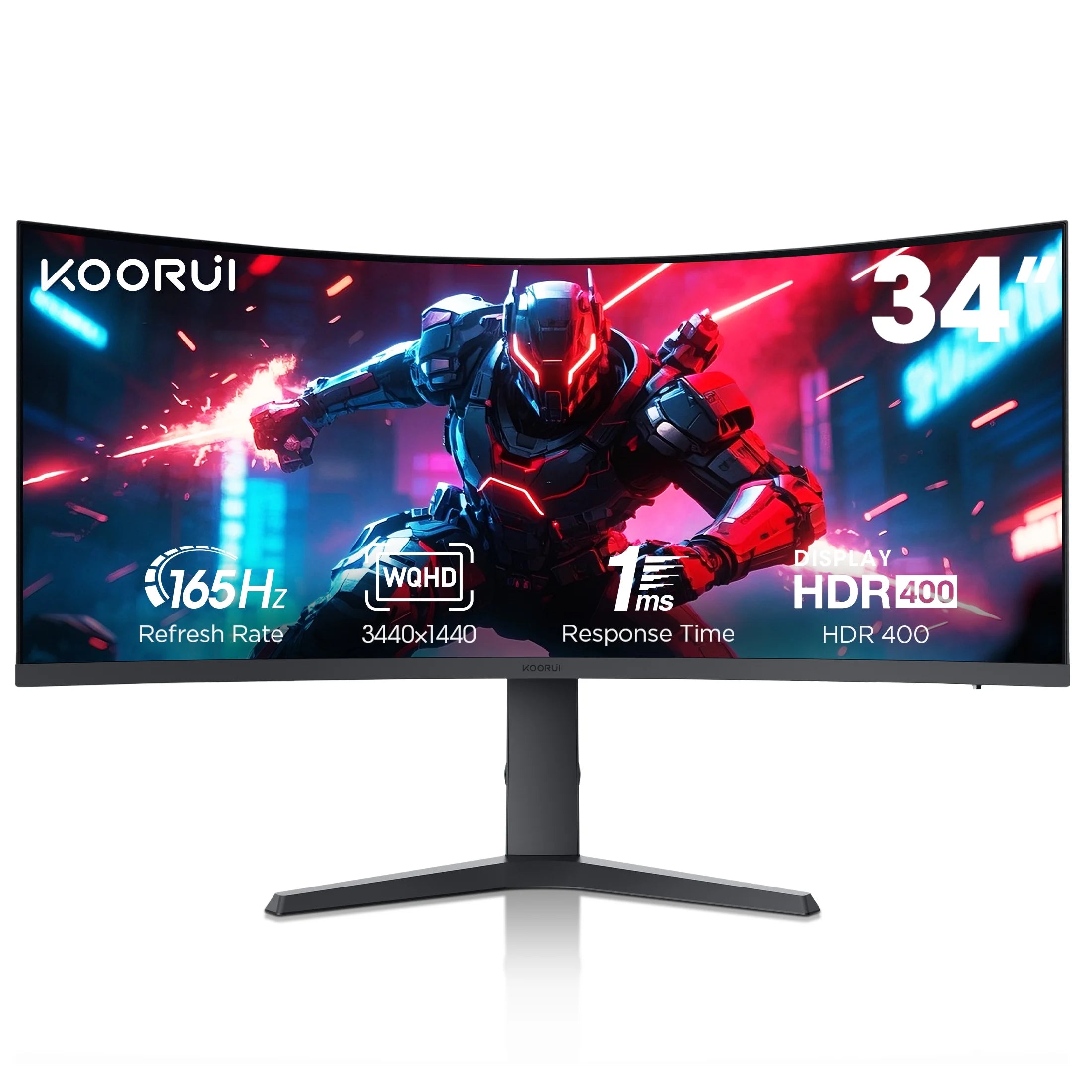 34'' Ultrawide 4K Curved Gaming Monitor, 165Hz WQHD HDMI Display Port, Black