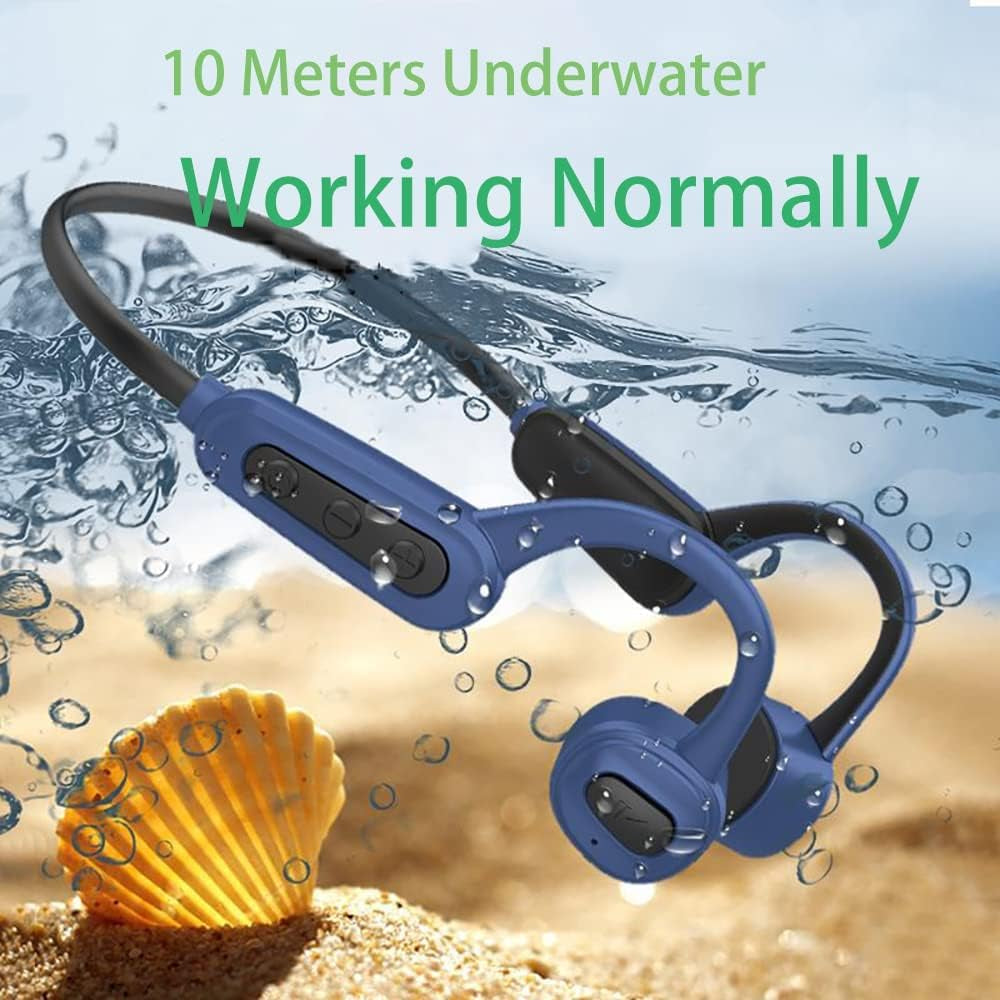 Bone Conduction Headphones Waterproof with Mic Swimming Headphones Bluetooth Underwater MP3 Player(32G) Sport Headphones IPX8 Open Ear Running Cycling Climbing Diving Earphones Red