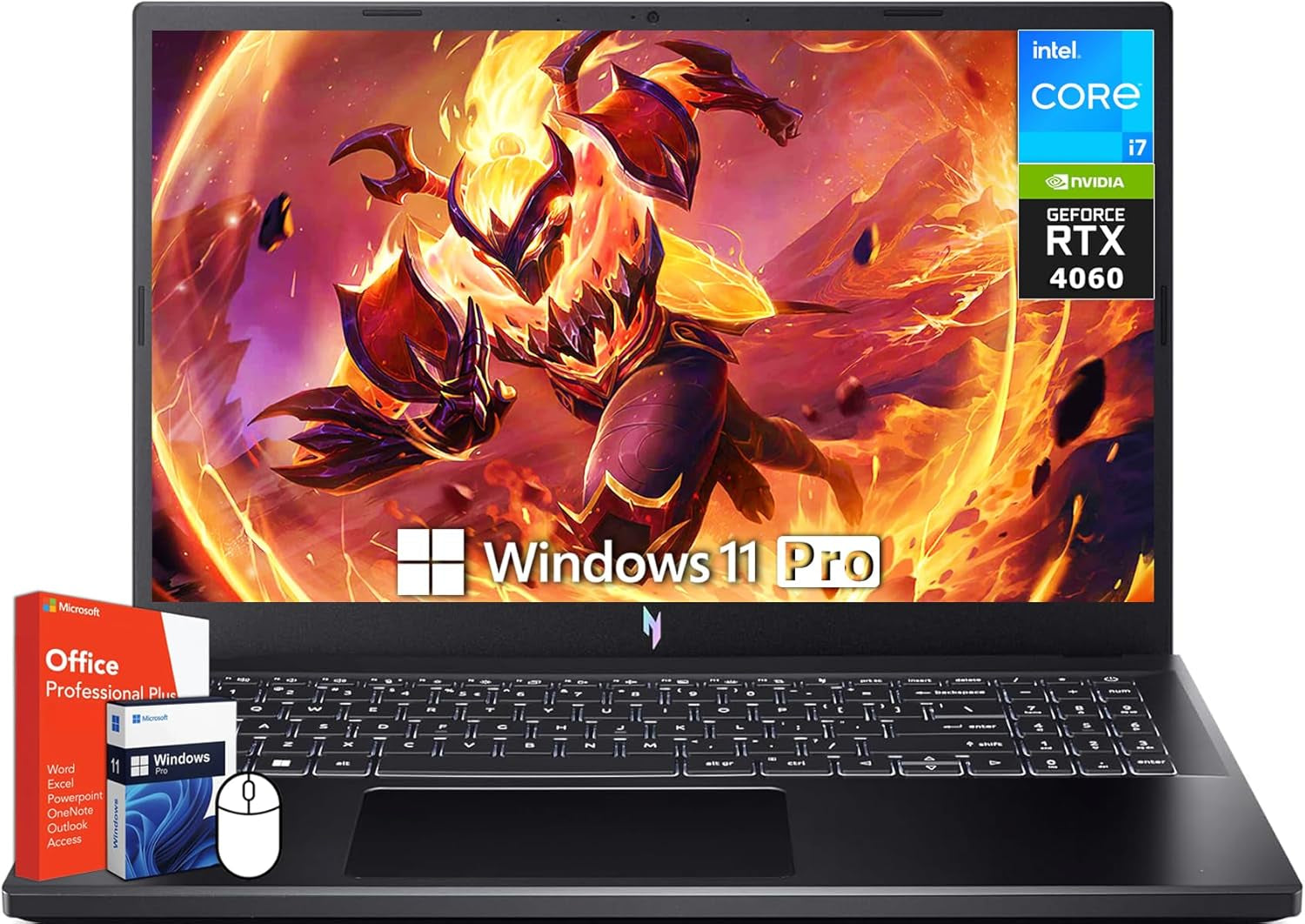 Nitro V 15 Gaming Laptop, Intel 10-Core I7-13620H, NVIDIA Geforce RTX 4060, 15.6" 144Hz FHD Display, 32 GB DDR5 RAM, 1 TB SSD, Backlit Keyboard, Microsoft Office Lifetime License, Windows 11 Pro