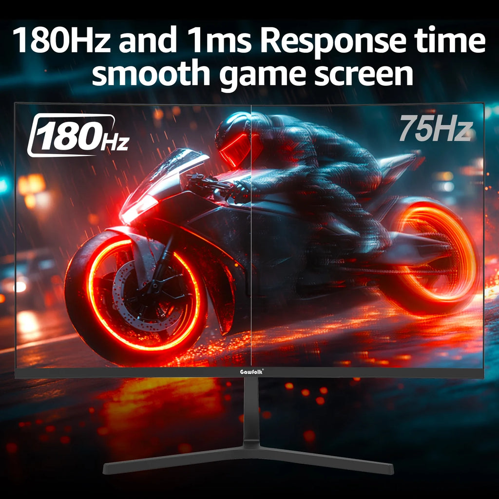 27" Curved Gaming Monitor 180Hz 1080P Full HD,1800R AMD Freesync, Frameless Design, Eye Care, Wall Mountable, DP/HDMI (Black)