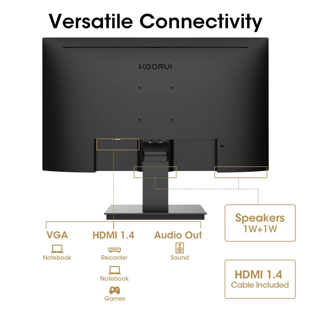 24'' FHD Gaming Monitor, Speakers, 100Hz, Ultra-Slim, VESA Mountable, Adjustable Tilt, HDMI, VGA, Black
