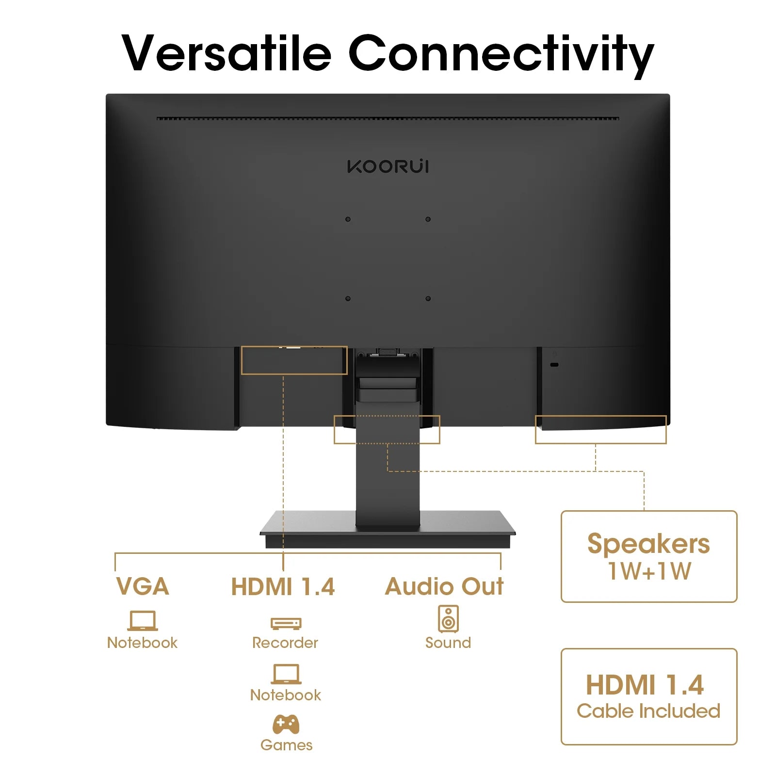 24'' FHD Gaming Monitor, Speakers, 100Hz, Ultra-Slim, VESA Mountable, Adjustable Tilt, HDMI, VGA, Black