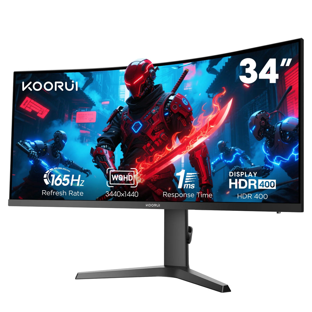 34'' Ultrawide 4K Curved Gaming Monitor, 165Hz WQHD HDMI Display Port, Black
