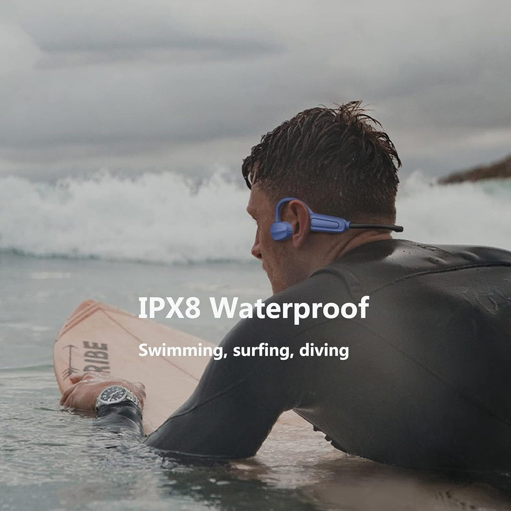 Bone Conduction Headphones Waterproof with Mic Swimming Headphones Bluetooth Underwater MP3 Player(32G) Sport Headphones IPX8 Open Ear Running Cycling Climbing Diving Earphones Red