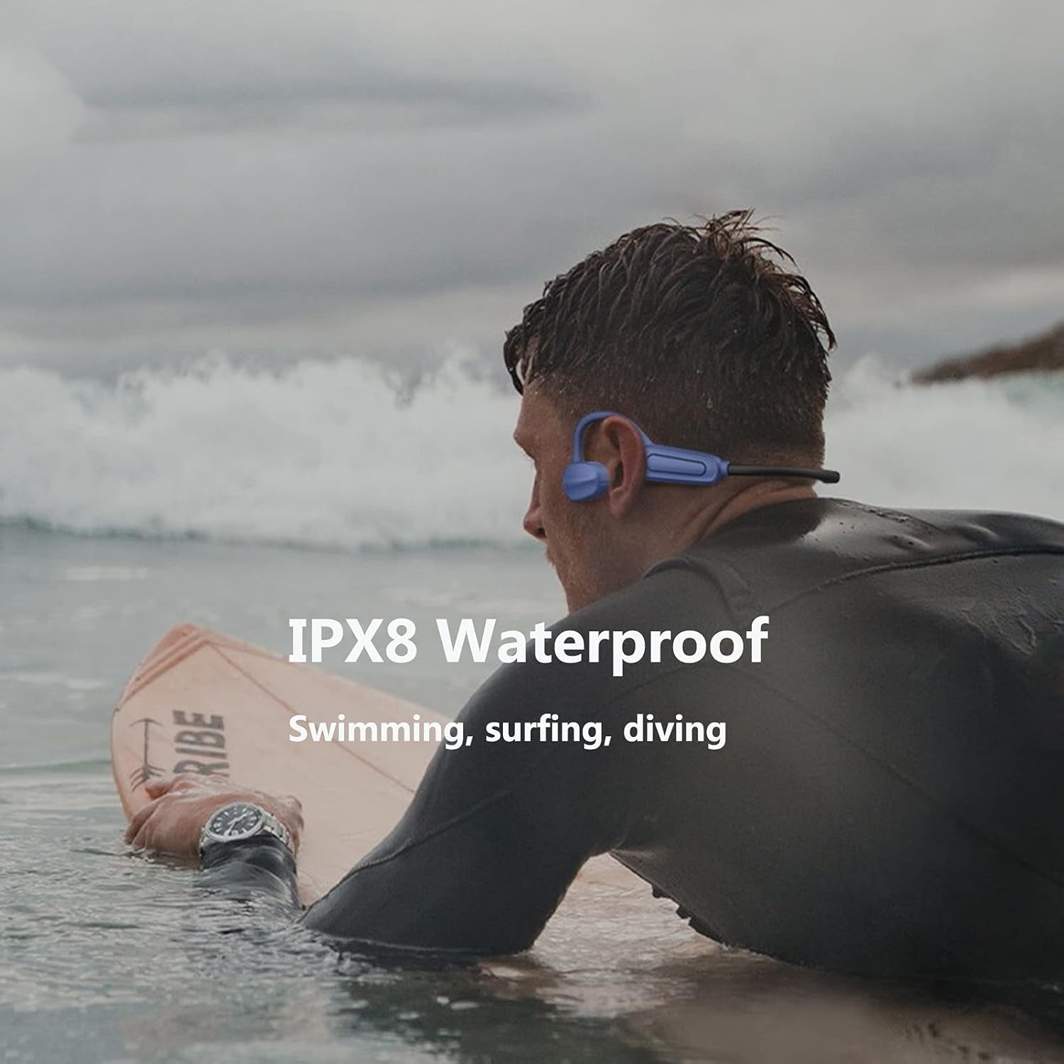 Bone Conduction Headphones Waterproof with Mic Swimming Headphones Bluetooth Underwater MP3 Player(32G) Sport Headphones IPX8 Open Ear Running Cycling Climbing Diving Earphones Red