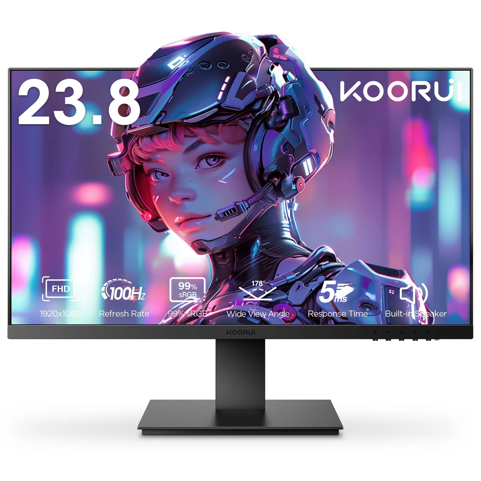24'' FHD Gaming Monitor, Speakers, 100Hz, Ultra-Slim, VESA Mountable, Adjustable Tilt, HDMI, VGA, Black