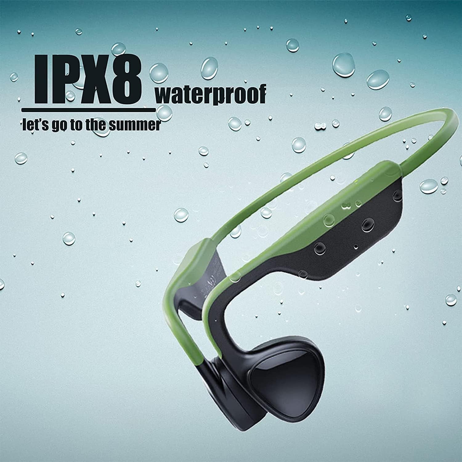 Bone Conduction Swimming Headphones Bluetooth Open Ear Headphones IPX8 Waterproof Built-In 8G Memory