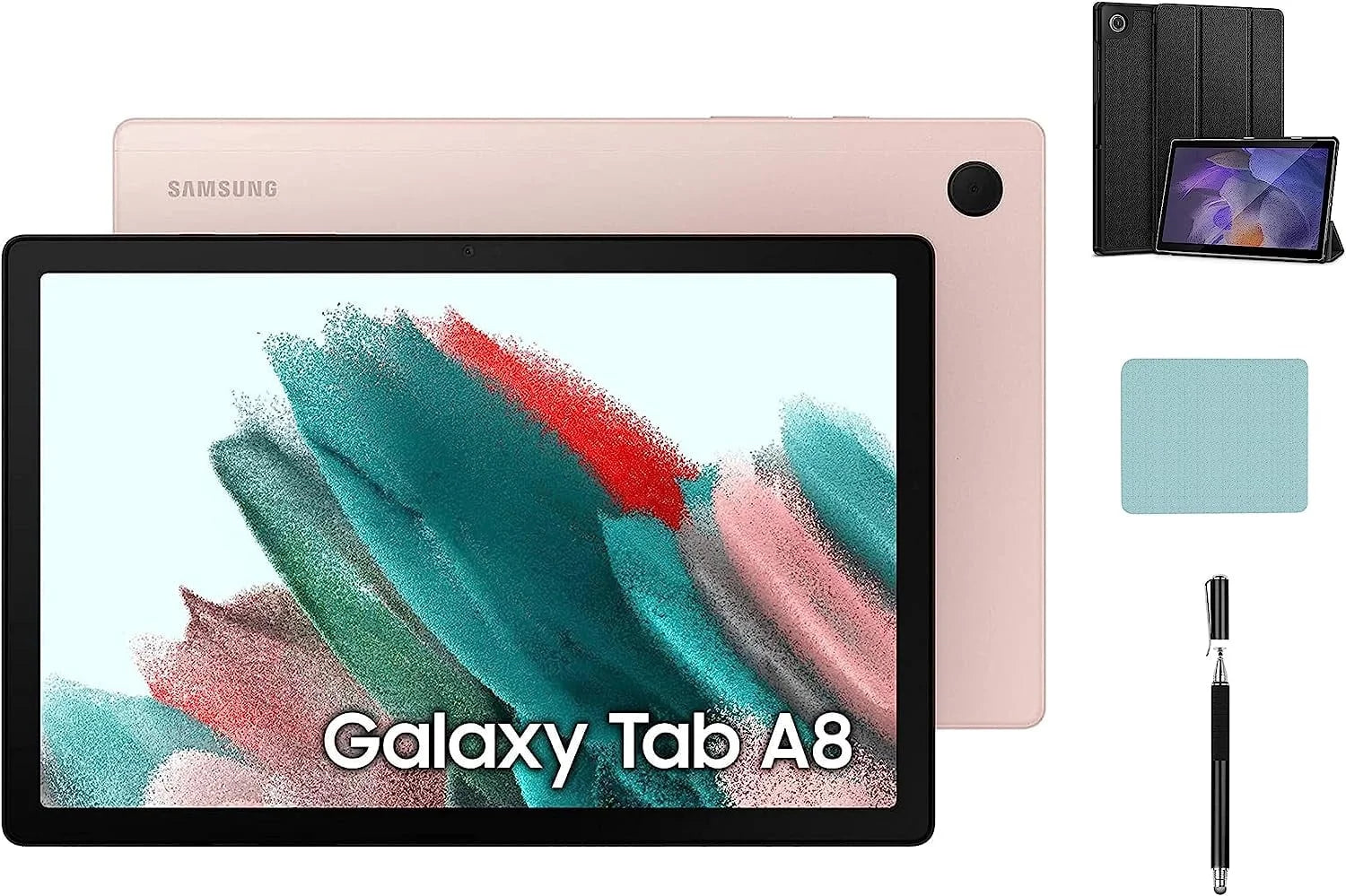Galaxy Tab A8 Android Wifi Tablet, 10.5'' Touchscreen (1920X1200) LCD Screen, 32GB Storage, Bluetooth, Android 11 OS, Pink Gold with  Accessories