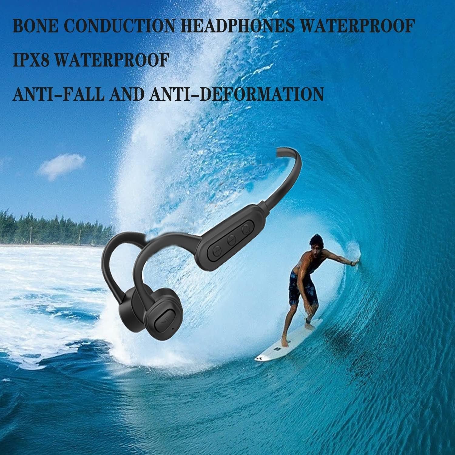 Bone Conduction Headphones Waterproof with Mic Swimming Headphones Bluetooth Underwater MP3 Player(32G) Sport Headphones IPX8 Open Ear Running Cycling Climbing Diving Earphones Red